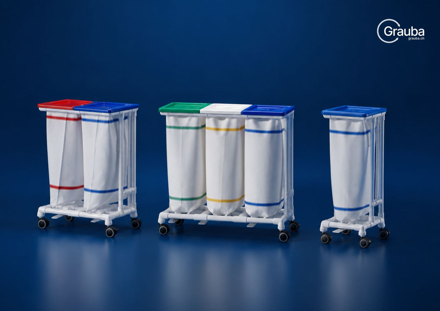 MRT Wäschesammler 1-fach, 2-fach und 3-fach bis 3 Tesla für Spitäler, Kliniken und MRT-Bereiche.