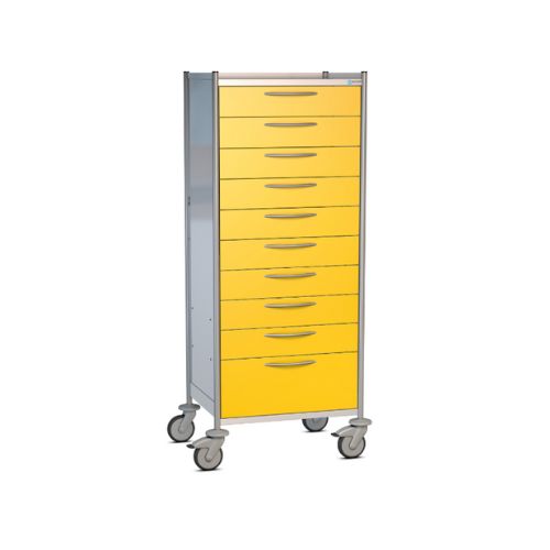 Hammerlit modular trolley stainless steel (9 modular drawers / 1 modular drawer)