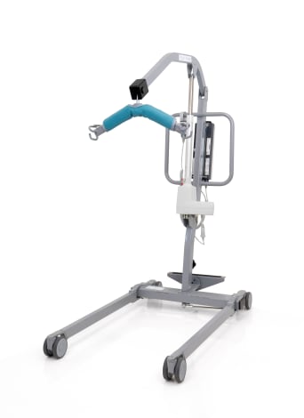 Prismmedicaluk Lojer Mackworth M180 mobiler Lifter für den sicheren Transfer mit Hebegurt und Hebezug, ideal für Duschwagen.