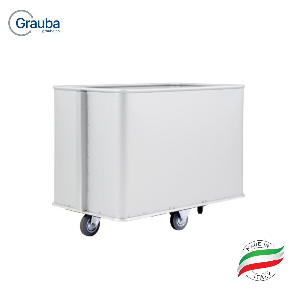 Alvi Federbodenwagen 680CR mit 1-2-1 Rollenanordnung, robuster Wäschewagen aus Leichtmetall und Stahlrahmen mit Federboden für ergonomischen Transport in Wäscherei, Klinik und Pflege