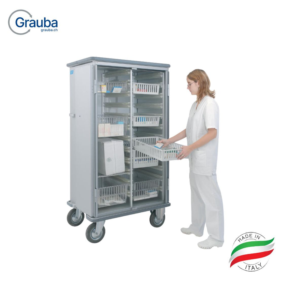 Alvi Modulwagen für ISO-Module – leichter Aluminium Schrankwagen mit Rollen für Klinik & Sterilgut
