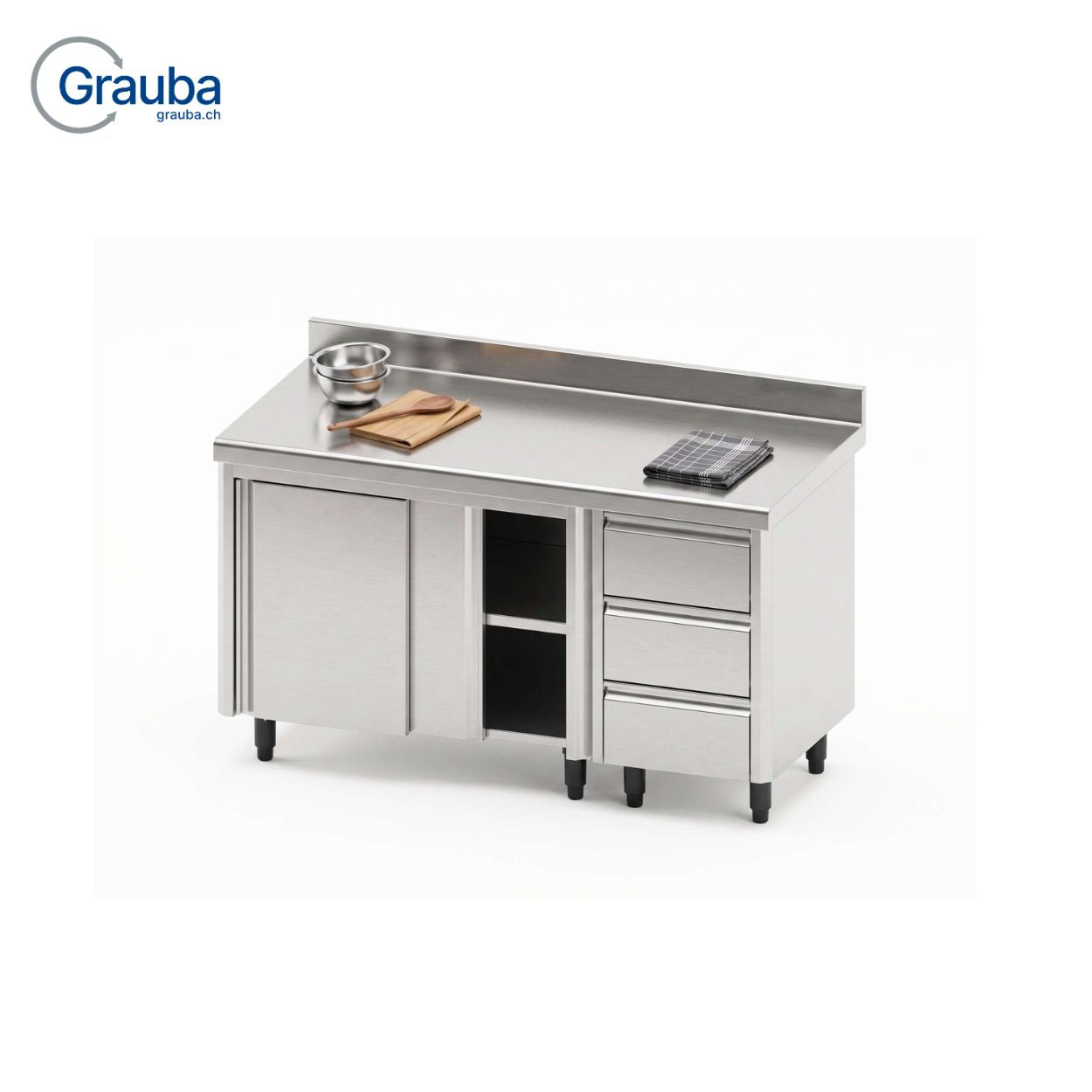Edelstahl-Unterschrank_mit_abgerundetem_Rand_2_Schiebetueren_und_3_GN-1_1-Gastroschublade