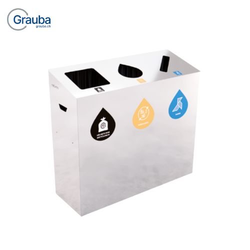 MULTI Abfalltrenner / Wertstoffsammler aus Aluminium für Recyclingstation Aluminium zum Mülltrennen.