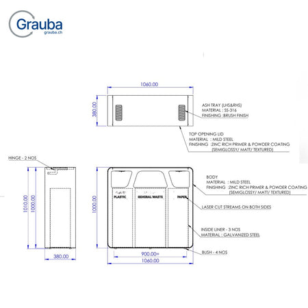 Recyclingstation_Lunara_aus_Stahl_3-fach_Zeichnung