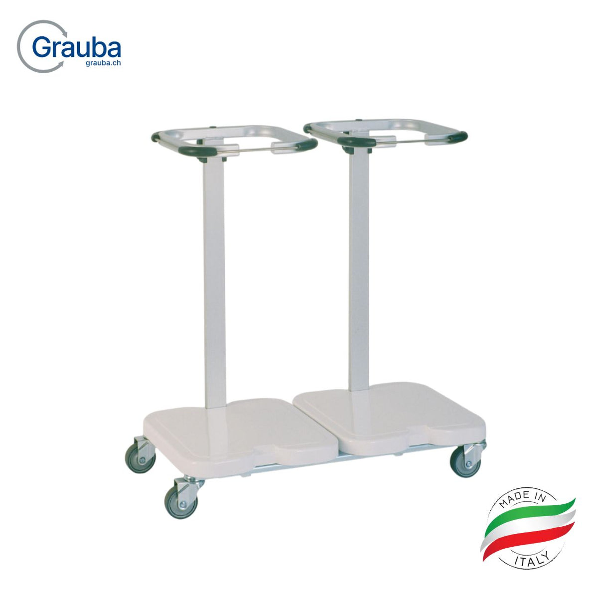 Wäschesammler Aluminium 2-fach von Alvi, ideal für hygienische Wäsche- und Abfallsammlung in professionellen Einrichtungen.