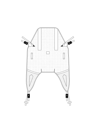 Schema des Prismmedicaluk Hebegurt Prism General Purpose Clip & Loop Hebegurt mit Clip- und Schlaufenbefestigung für Hebezug und Duschwagen.